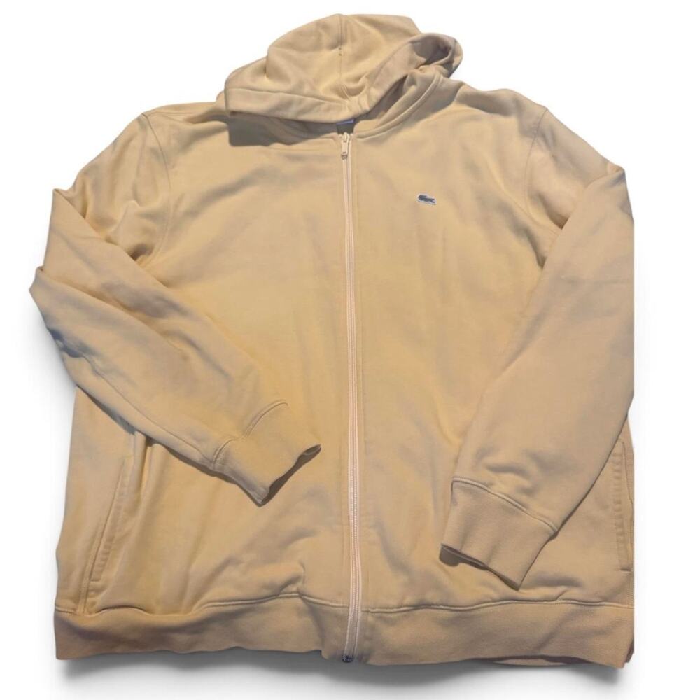 Lacoste Full Zip Hoodie Size 8 Mustard Yellow Crocodile Logo Men’s